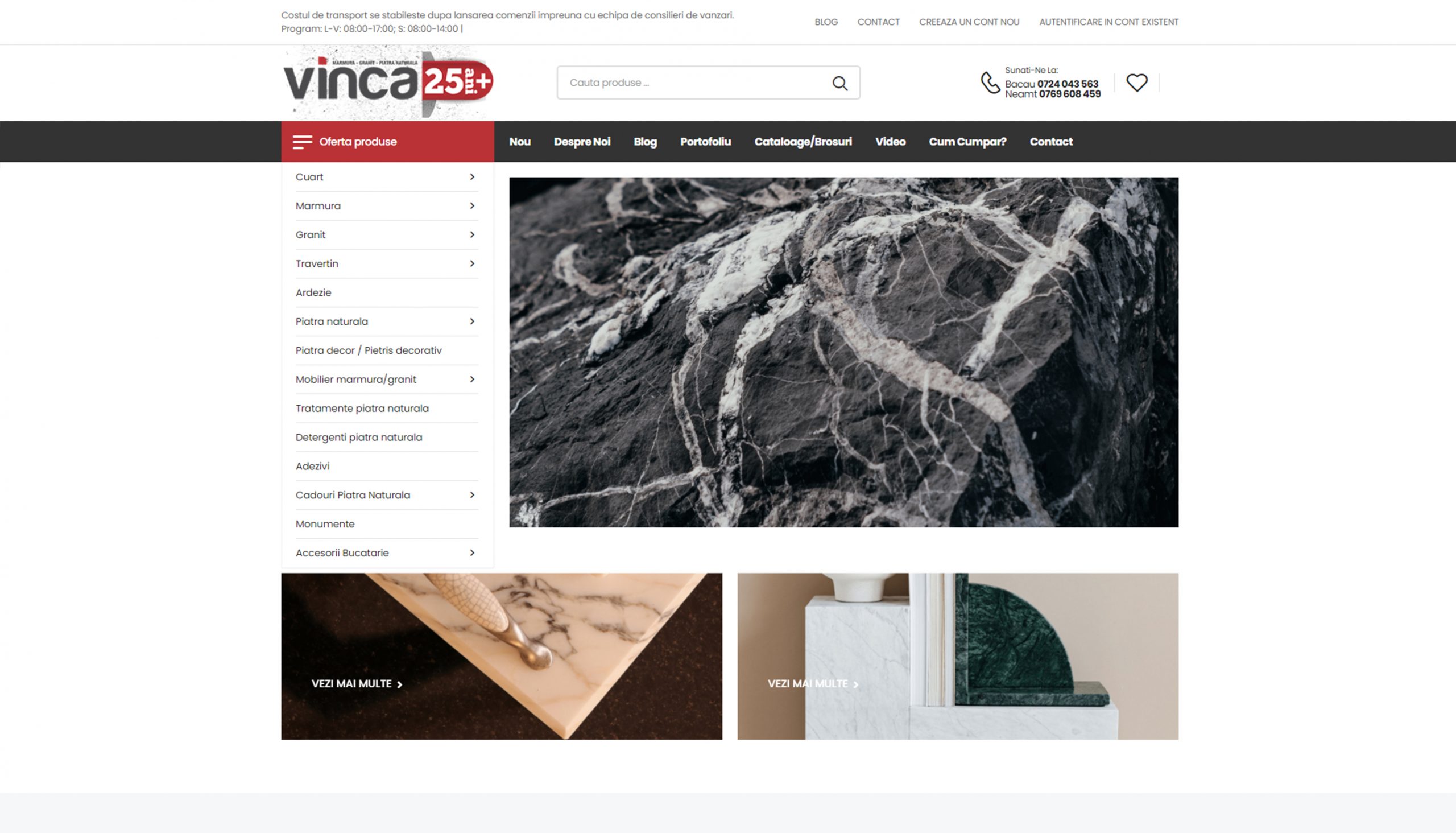 Dezvoltare magazin online de piatra naturala Marmura, Granit, Travertin